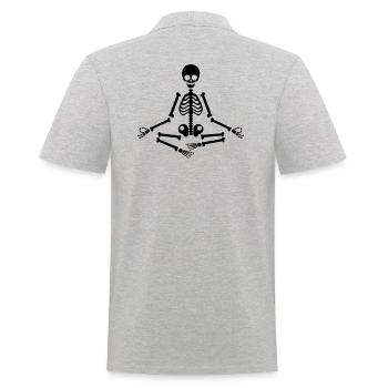 Meditation Skelett meditieren Entspannung Yoga Fun - Männer Poloshirt - Grau meliert - Hinten - Kai (181cm)