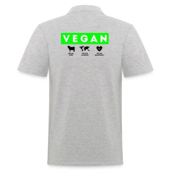 Vegan, Tiere Planeten Gesundheit - Männer Poloshirt - Grau meliert - Hinten - Kai (181cm)