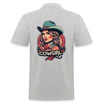 Western woman - Männer Poloshirt - Grau meliert - Hinten - Kai (181cm)