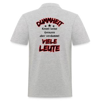 Stupidity knows no bounds ... Funny Saying - Men's Polo Shirt - heather grey - Back - Kai (181cm)