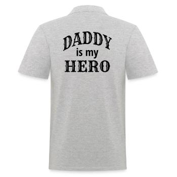Papa Père Héros Fils Fille Enfant Papa est mon héros - Polo Homme - gris chiné - Dos - Kai (181cm)