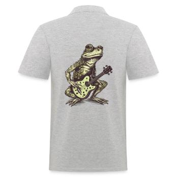 Grenouille verte cool avec guitare - Polo Homme - gris chiné - Dos - Kai (181cm)