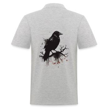 Schwarzer Rabe, Krähe als Ink Skizze - Männer Poloshirt - Grau meliert - Hinten - Kai (181cm)