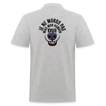 Je ne mords pas mais mon humain oui - Polo Homme - gris chiné - Dos - Kai (181cm)
