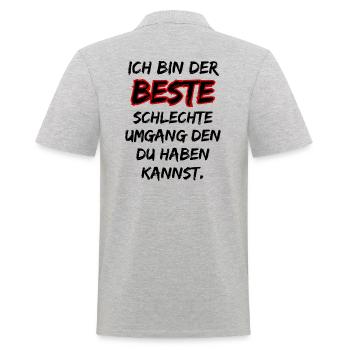 I'm the best bad company... Fun Saying - Men's Polo Shirt - heather grey - Back - Kai (181cm)