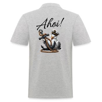 Ahoy! Funny Seagull with Anchor - Men's Polo Shirt - heather grey - Back - Kai (181cm)