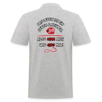 Life is a give and take, so take me - Men's Polo Shirt - heather grey - Back - Kai (181cm)