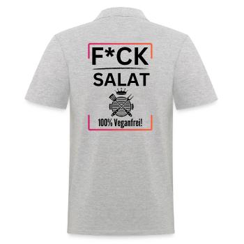 FCK Salat-100% Veganfrei-BBQ FCK Salat - Männer Poloshirt - Grau meliert - Hinten - Kai (181cm)