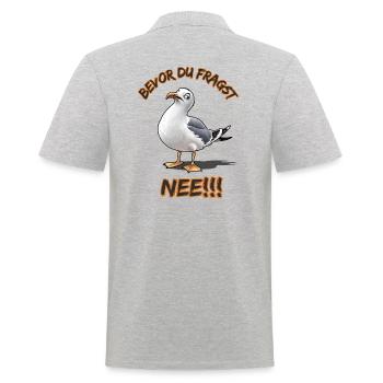 Drôle de dicton avec la mouette Avant de demander Non !! - Polo Homme - gris chiné - Dos - Kai (181cm)