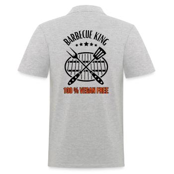 Barbecue King -100% Vegan Free - Grill & BBQ - Men's Polo Shirt - heather grey - Back - Kai (181cm)