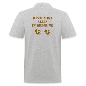 Ich führe hinten - Männer Poloshirt - Grau meliert - Hinten - Kai (181cm)