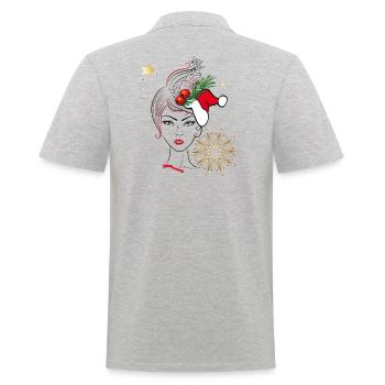 Weihnachten Christmas - Männer Poloshirt - Grau meliert - Hinten - Kai (181cm)