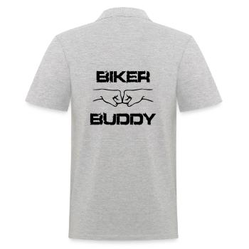 BIKER BUDDY BRO FIST black customizable - Men's Polo Shirt - heather grey - Back - Kai (181cm)