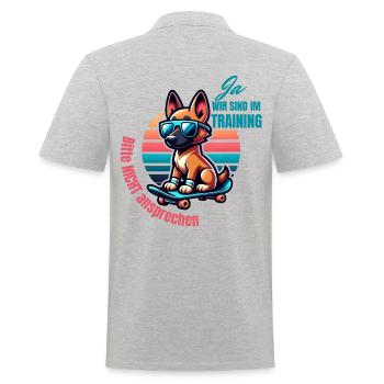 Hunde Training - Männer Poloshirt - Grau meliert - Hinten - Kai (181cm)