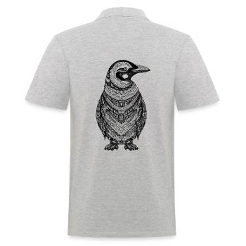 Cooler Pinguin mit Boho Ethno Mustern in schwarz - Männer Poloshirt - Grau meliert - Hinten - Kai (181cm)
