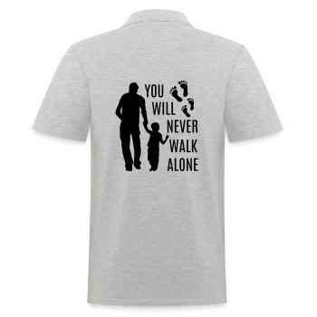 Vater Sohn bester Papa Kind Never walk alone Füße - Männer Poloshirt - Grau meliert - Hinten - Kai (181cm)