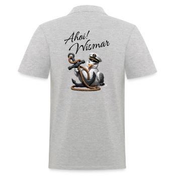 Ahoy Wismar avec une mouette amusante et une ancre - Polo Homme - gris chiné - Dos - Kai (181cm)