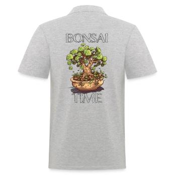Bonsai Time - Cool bonsai motif - Men's Polo Shirt - heather grey - Back - Kai (181cm)