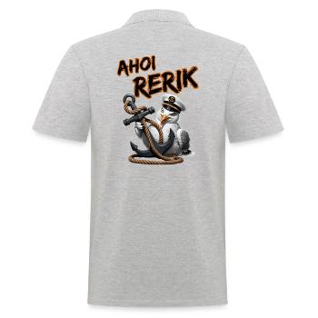 Ahoi Rerik Lustige Möwe mit Anker - Männer Poloshirt - Grau meliert - Hinten - Kai (181cm)