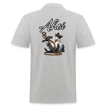 Ahoy! Funny Seagull with Anchor - Men's Polo Shirt - heather grey - Back - Kai (181cm)