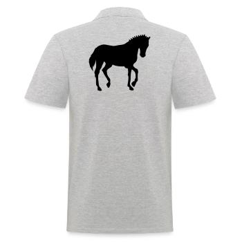 Pferd Dressurpferd Dressurreiten Dressurreiter - Männer Poloshirt - Grau meliert - Hinten - Kai (181cm)