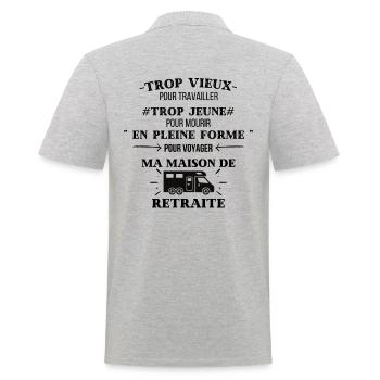 tee shirt Camping car Ma maison de retraite - Polo Homme - gris chiné - Dos - Kai (181cm)