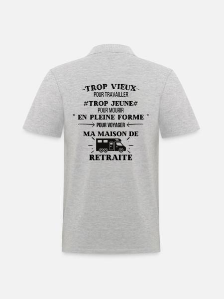 tee shirt Camping car Ma maison de retraite - Polo Homme - gris chiné