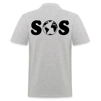 SOS – Earth Overshoot Day / Climate Change (B SVG) - Men's Polo Shirt - heather grey - Back - Kai (181cm)