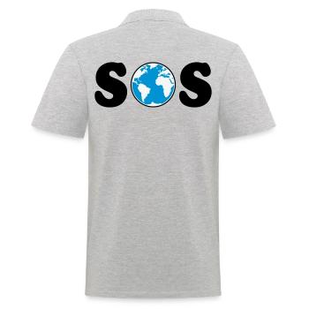 SOS – Earth Day / Climate Change (B / 3C / SVG) - Men's Polo Shirt - heather grey - Back - Kai (181cm)