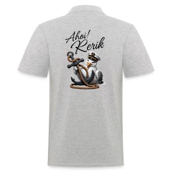 Ahoi Rerik Lustige Möwe mit Anker - Männer Poloshirt - Grau meliert - Hinten - Kai (181cm)