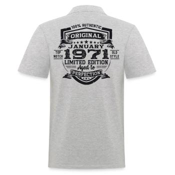 Né en 1971 Janvier 52ème anniversaire Homme cadeau - Polo Homme - gris chiné - Dos - Kai (181cm)