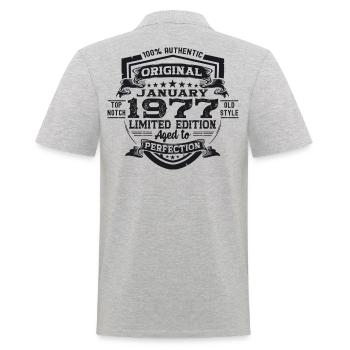 Born 1977 January 46th birthday Gift man - Men's Polo Shirt - heather grey - Back - Kai (181cm)