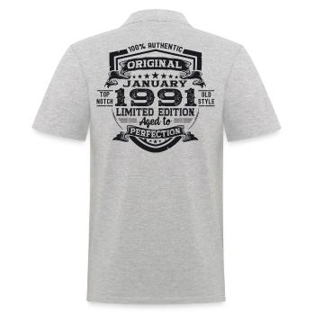 Né 1991 Janvier 32ème anniversaire Homme cadeau - Polo Homme - gris chiné - Dos - Kai (181cm)