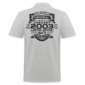 Année 2003 Janvier 20e anniversaire cadeau homme - Polo Homme - gris chiné - Dos - Kai (181cm)