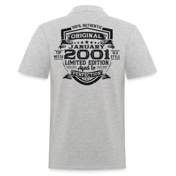 Year 2001 January 22nd birthday Gift man - Men's Polo Shirt - heather grey - Back - Kai (181cm)