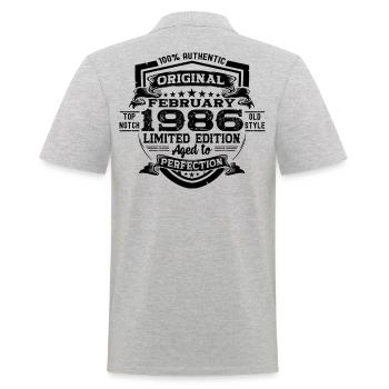 Février vintage 1986 cadeau d’anniversaire rétro - Polo Homme - gris chiné - Dos - Kai (181cm)