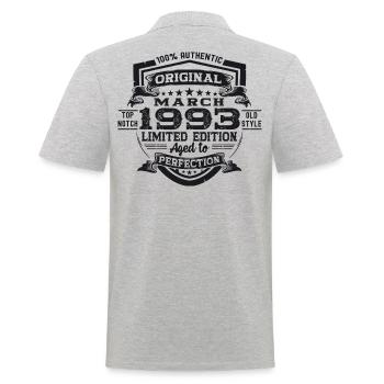 30. Geburtstag Mann Original März Jahrgang 1993 - Männer Poloshirt - Grau meliert - Hinten - Kai (181cm)