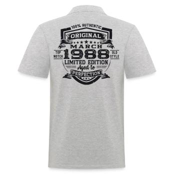35e anniversaire Mann Original March Né en 1988 - Polo Homme - gris chiné - Dos - Kai (181cm)