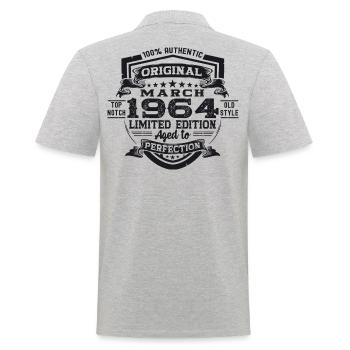 60. Geburtstag Mann Original März Jahrgang 1964 - Männer Poloshirt - Grau meliert - Hinten - Kai (181cm)