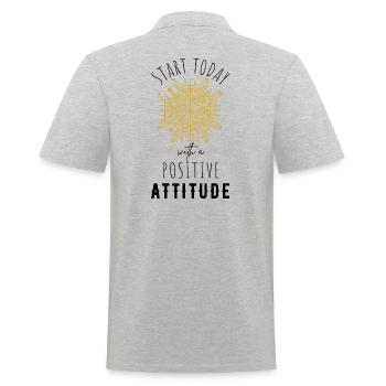 POSITIVE EINSTELLUNG MINDSET Motivation - Männer Poloshirt - Grau meliert - Hinten - Kai (181cm)