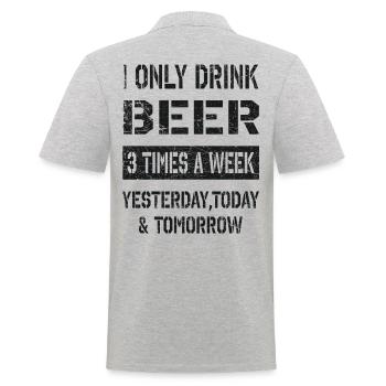 Je ne bois que de la bière - Polo Homme - gris chiné - Dos - Kai (181cm)