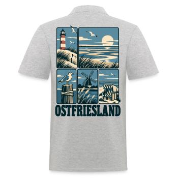 Ostfriesland North Sea Coast - Männer Poloshirt - Grau meliert - Hinten - Kai (181cm)