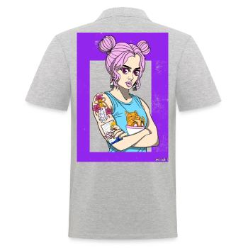 Otaku girl - Männer Poloshirt - Grau meliert - Hinten - Kai (181cm)