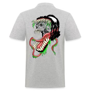 Der symbiont - Männer Poloshirt - Grau meliert - Hinten - Kai (181cm)