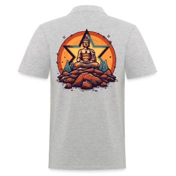 Buddha Star - Men's Polo Shirt - heather grey - Back - Kai (181cm)