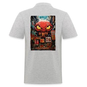 Japonais Asiatique Kaiju Alien Street Monster - Polo Homme - gris chiné - Dos - Kai (181cm)