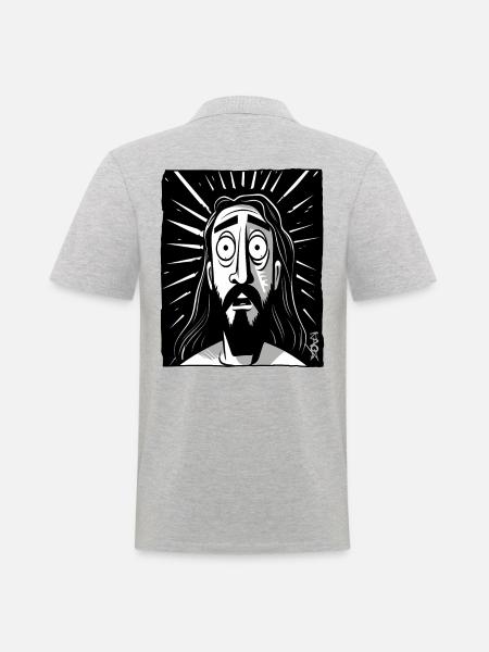 Cartoon Jesus Man - Men's Polo Shirt - heather grey