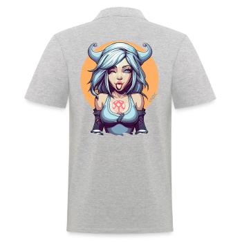 The ancient goddess of mischief and pranks - Men's Polo Shirt - heather grey - Back - Kai (181cm)