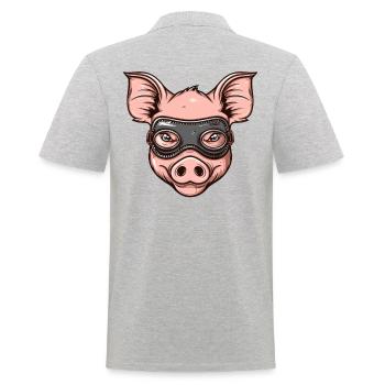 Lustiges Leder Maske Schwein - Männer Poloshirt - Grau meliert - Hinten - Kai (181cm)