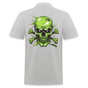 Angry Green Skull - Men's Polo Shirt - heather grey - Back - Kai (181cm)